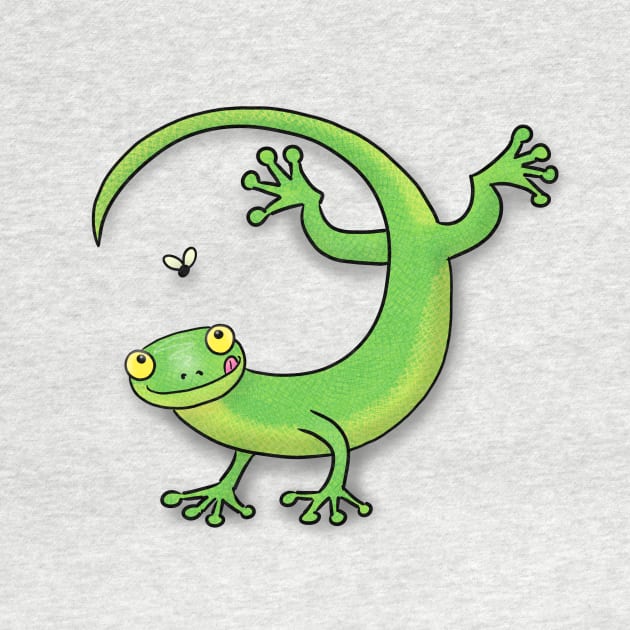 Cute green gecko cartoon by FrogFactory